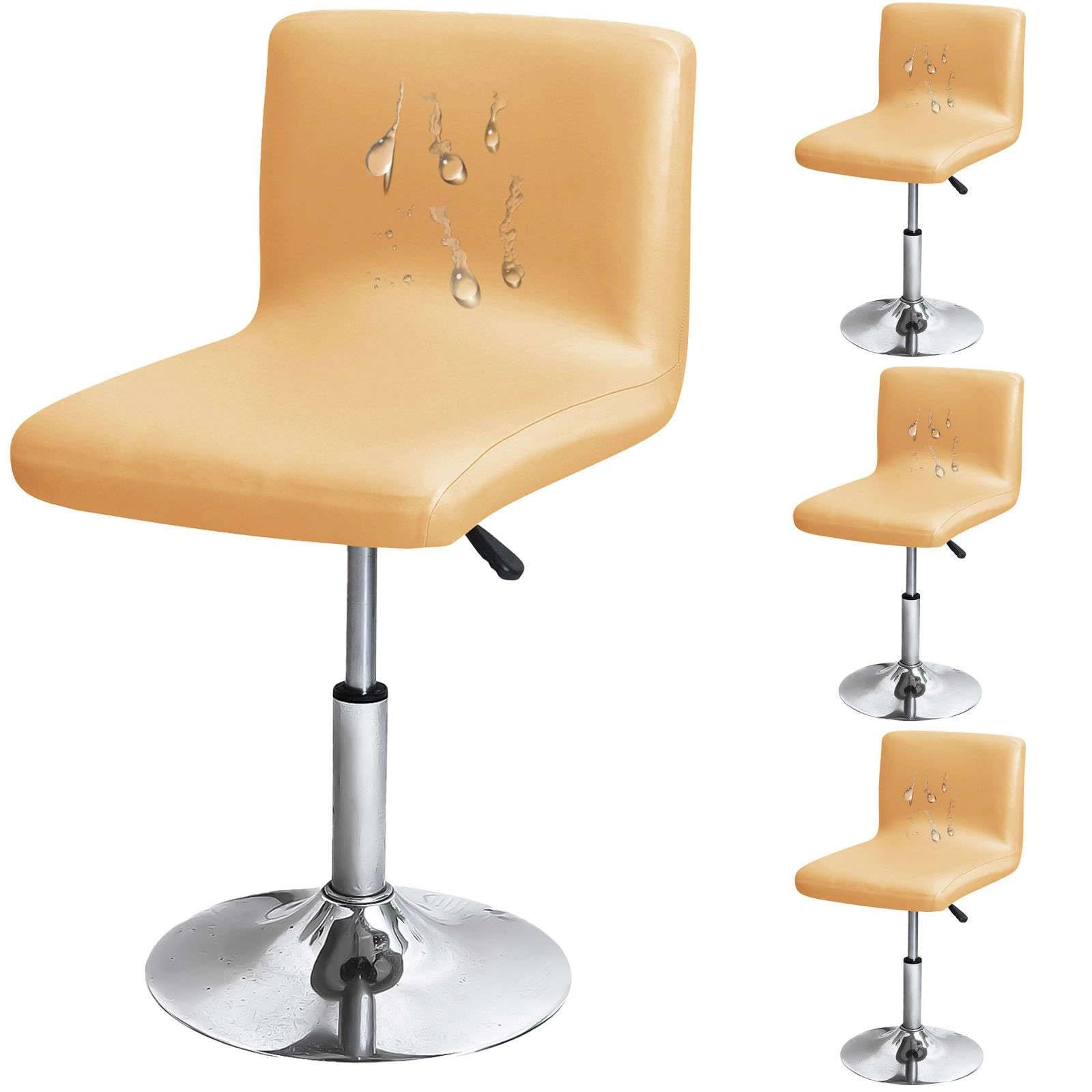 ZRCYXDW 4 Pack Waterproof Bar stool covers, PU Leather bar stool chair covers with backs Swivel Pub Counter Stool Covers Removable stool cover for Dining Room coffee-yellow-4 pack