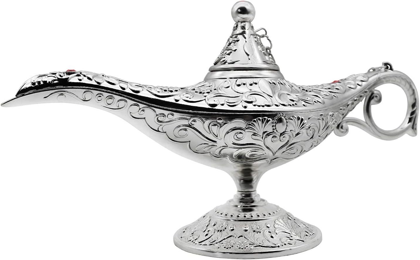 Classic Vintage Collectable Rare Legend Aladdin Magic Genie Costume Lamp Home Table Decoration & Gift, Silver