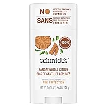 Schmidts Aluminum-Free Vegan Deodorant Sandalwood & Citrus for Women and Men, with 24 Hour Odor Protection, Natural Ingredients, Cruelty-Free, 2.65 oz