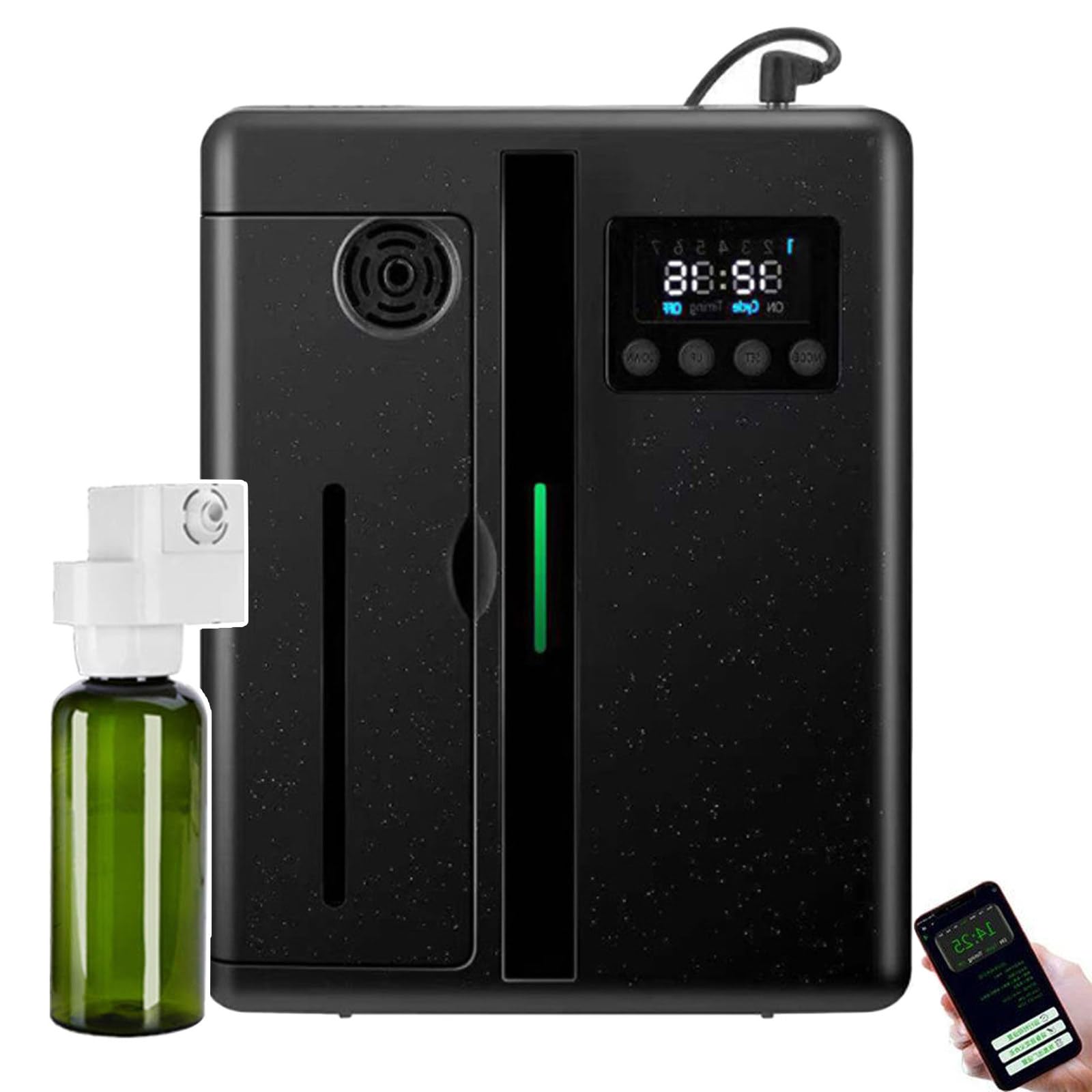 Dyfuzor zapachowy, 200 ml dyfuzor do aromaterapii Bluetooth do domu, inteligentny dyfuzor zapachowy, technologia nebulizacji, obszar zadaszony 300 m³, do domowego biura, hotelu, czarny