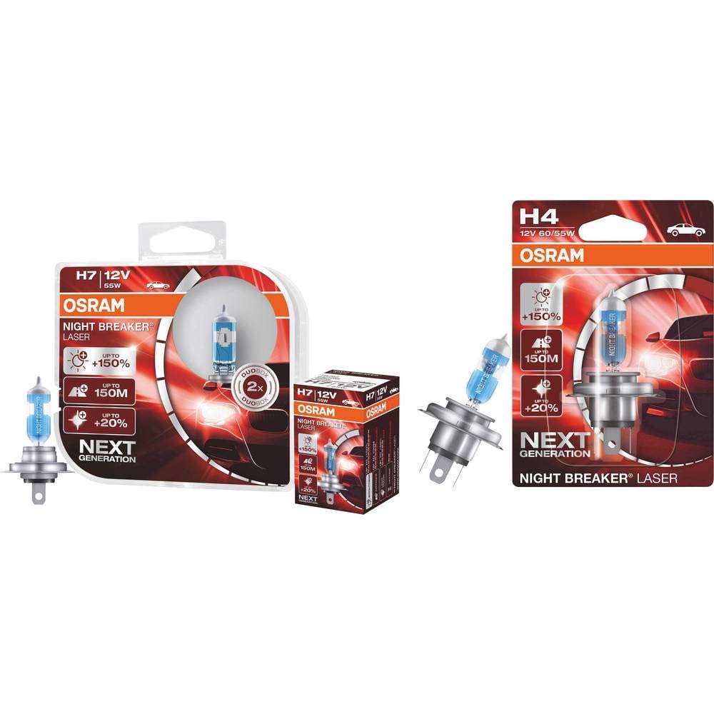 OSRAM NIGHT BREAKER LASER H8, +150% de lumière en plus, ampoule de phare halogène, 64212NL-HCB, 12V, double boîtier (2 lampes)