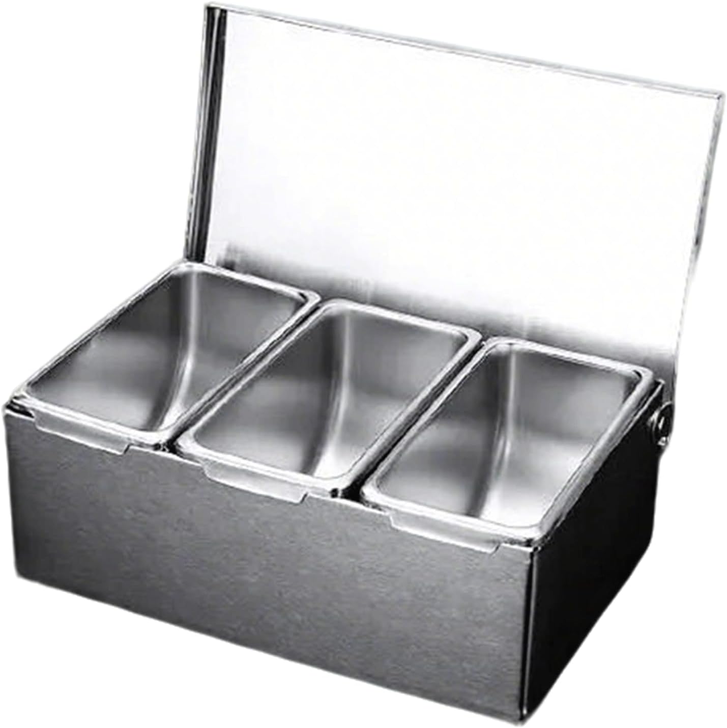 Stainless Steel Compartment Trays with Lid Pizza Ingredients Condiment Dispenser Meal Prep Box Condiment Dispenser Serving Container Garnish Tray(8 Trays)