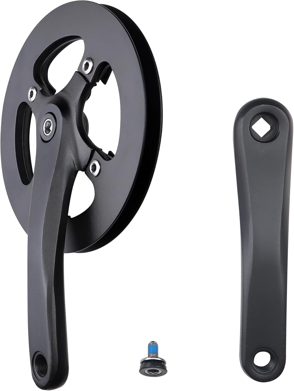 WEEROCK E Bike/Bike Crankset 1 Piece/Single 42T Chainring Crankset with Aluminium Alloy Double Chain Cover 170mm Arm for Single Speed and 6/7/8 Speeds Electric Bike,Bicycles,Folding Bicycle