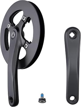 WEEROCK E Bike Crankset 1PCS 42T Steel Chainring Crankset with Aluminium Alloy Double Chain Cover 170mm Arm for Single Speed and 6/7/8 Speeds Electric Bike, Folding Bicycle
