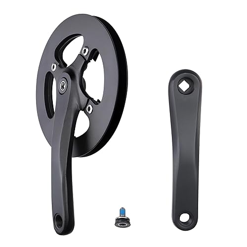 WEEROCK E Bike/Bike Crankset 1 Piece/Single 42T Chainring Crankset with Aluminium Alloy Double Chain Cover 170mm Arm for Single Speed and 6/7/8 Speeds Electric Bike,Bicycles,Folding Bicycle