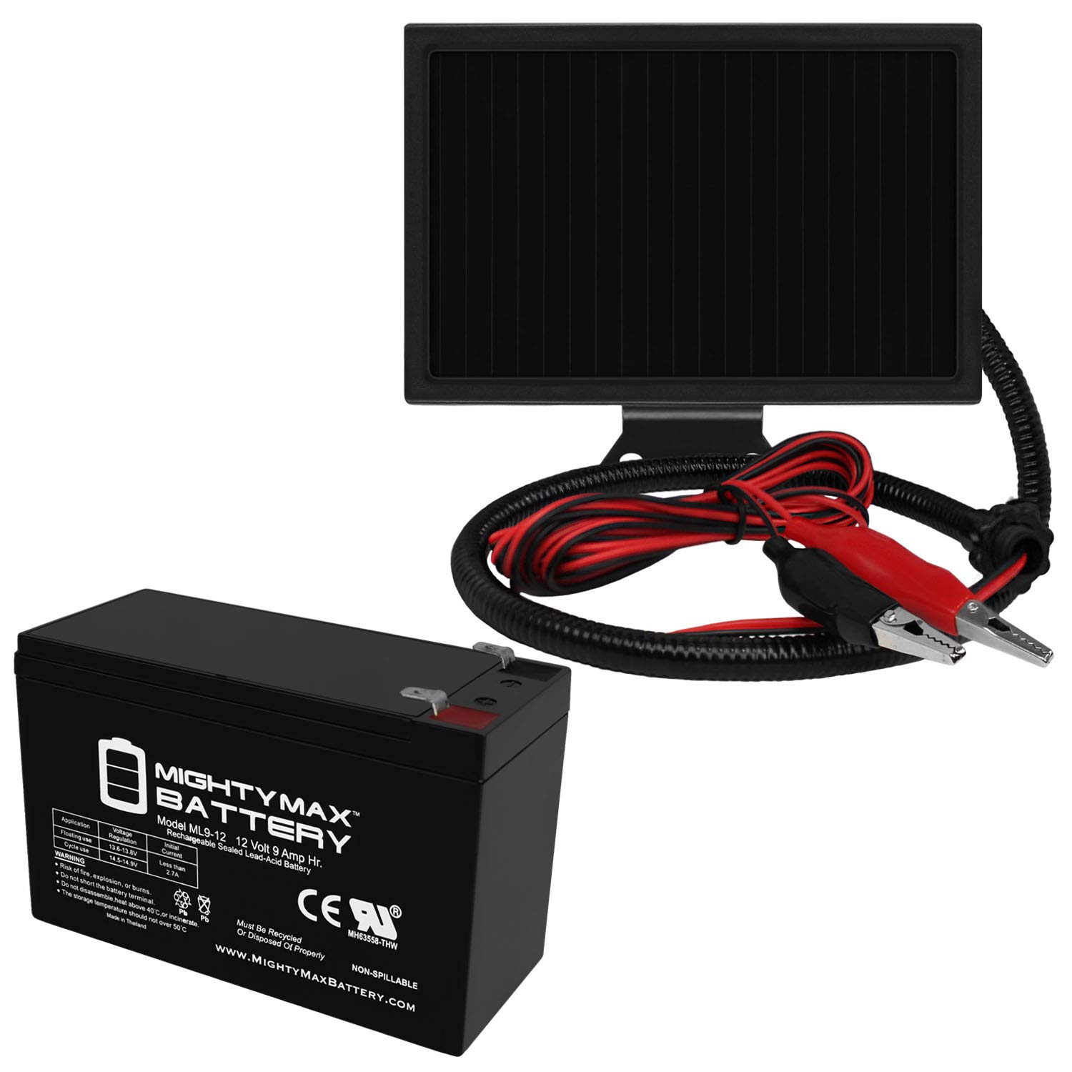 Mighty Max Battery 12V 9AH Replaces Bosch D126 + 12V Solar Panel Charger Brand Product