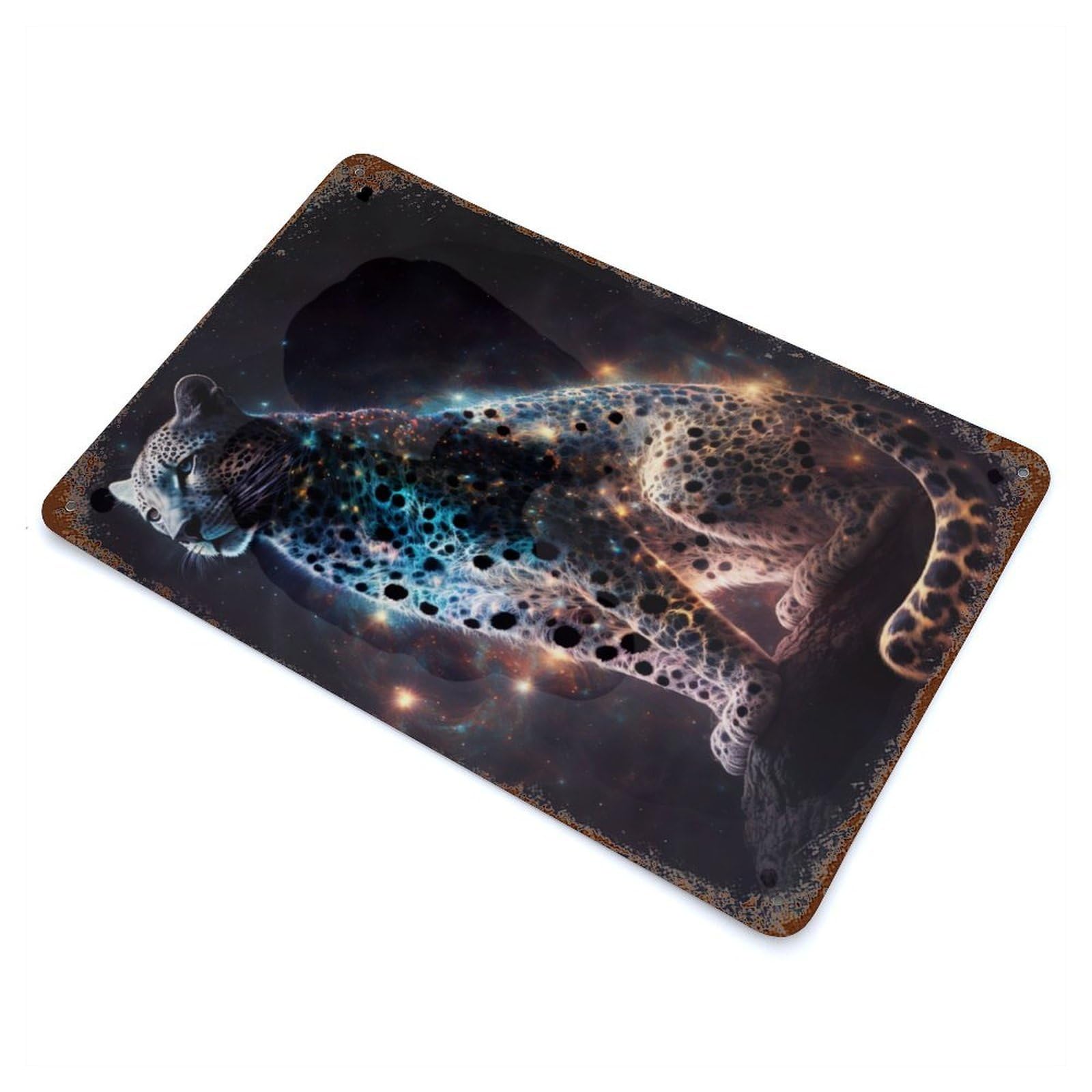 Astral Leopard Decorative Tin Sign 11.8"x7.9", for Bistro, Counter And Cafe Decor, Retro Wall Decor