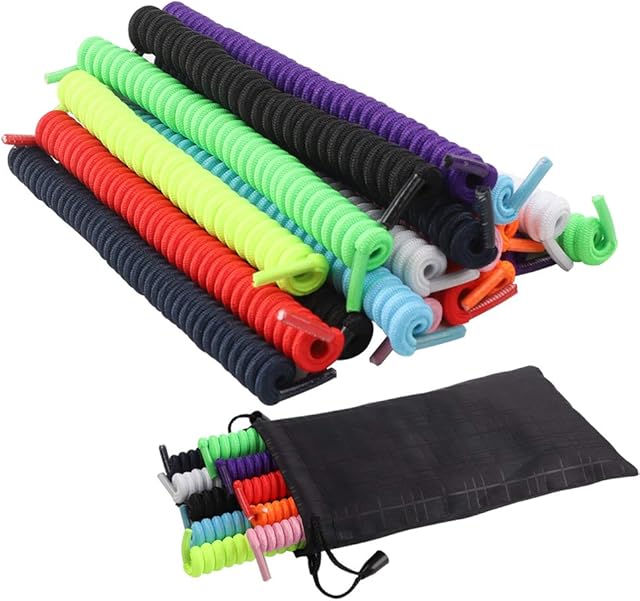 10 Pairs Curly No Tie Shoelaces Anti-fall Elastic Spring Shoe Laces No Tie Trainer Kids Shoe Laces Colours for Childs and Adults Suitable in Sports Flat Shoelace 10 Colors