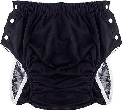 Reusable Adult Diaper Pants for Men Women, Washable Incontinence Underwear, Leak Proof Care Panties, Absorbent Pull Up Briefs,Black,XL