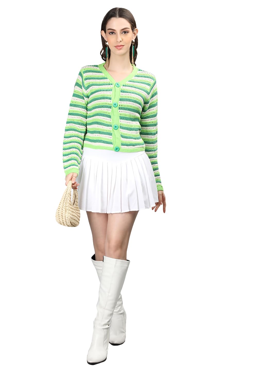 CHKOKKO Women Ribbed V-Neck Crop Regular Fit Tank Top Sweater