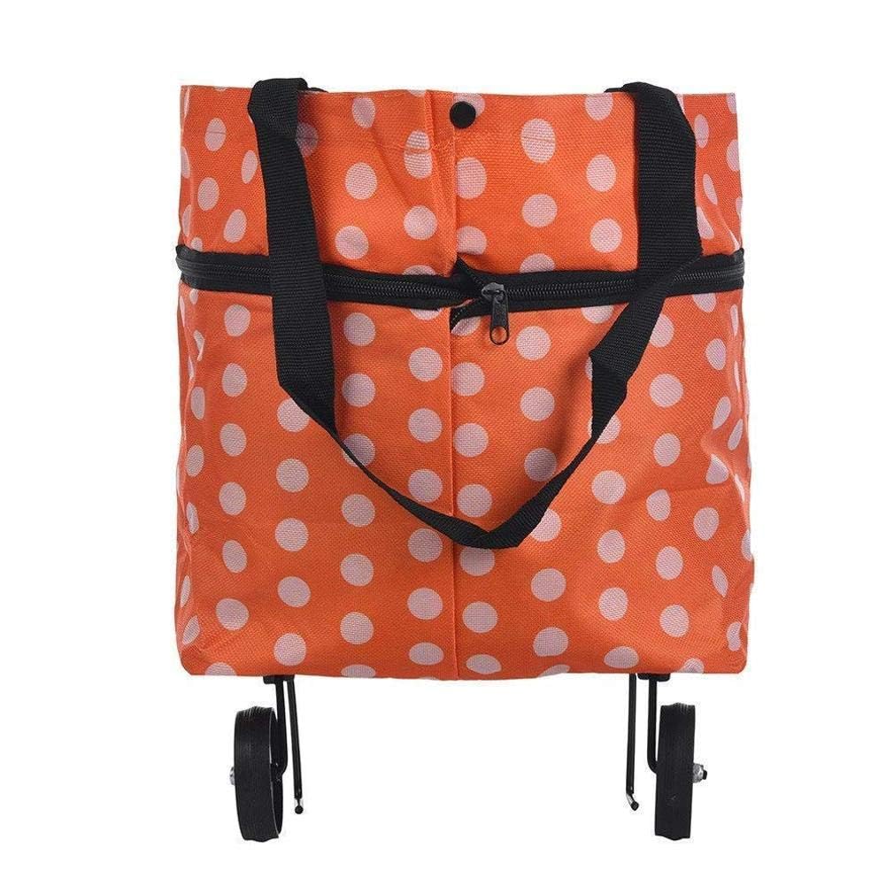 werson Foldable Polyester Luggage Travel Clothes Organizer Hand Bag Vegetable Grocery Trolley with Wheels for Men Women (Orange)-picture-39