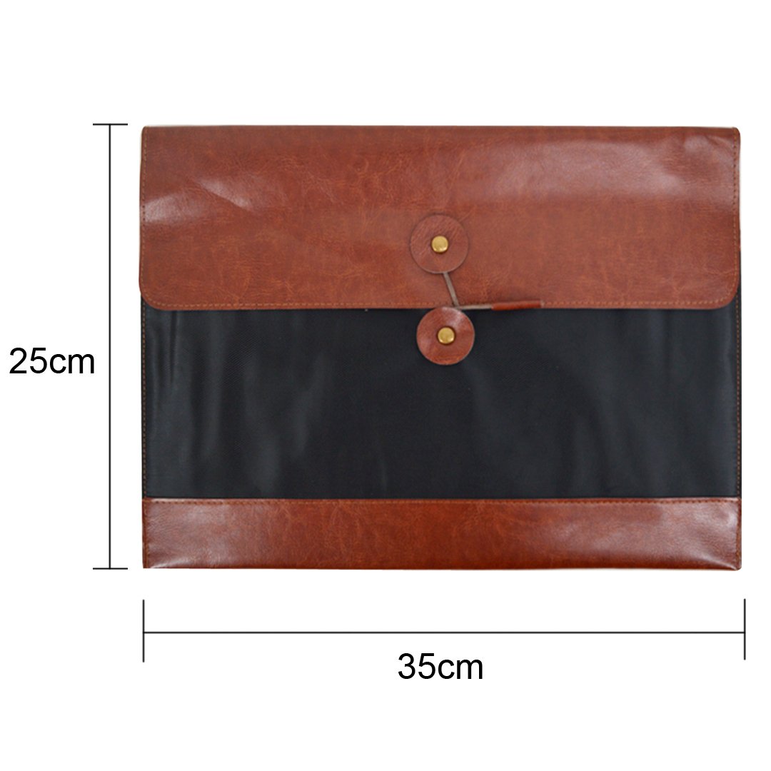 LA HAUTE A4 File Folder Pocket PU Leather Document Paper Bags Wallet Business Meeting Files Storage Organizer Briefcase - Image 2