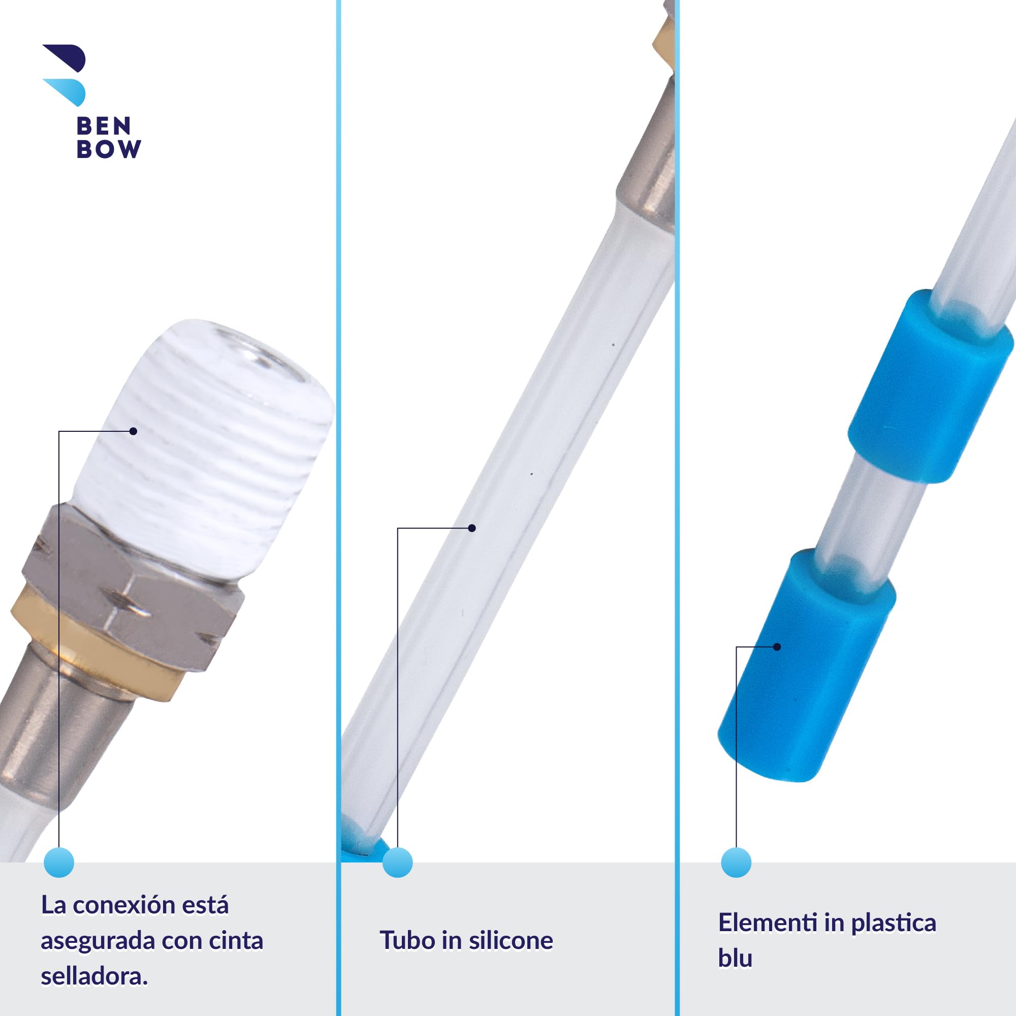 BenBow 112 1x Tubo in Silicone, Tubo di Ricambio Blu per Pistola di Pulizia ad Aria Compressa - Ricambio, Tubo Rotante con Pesi - Effetto Turbine Intenso & Compatibile con la Serie PRO