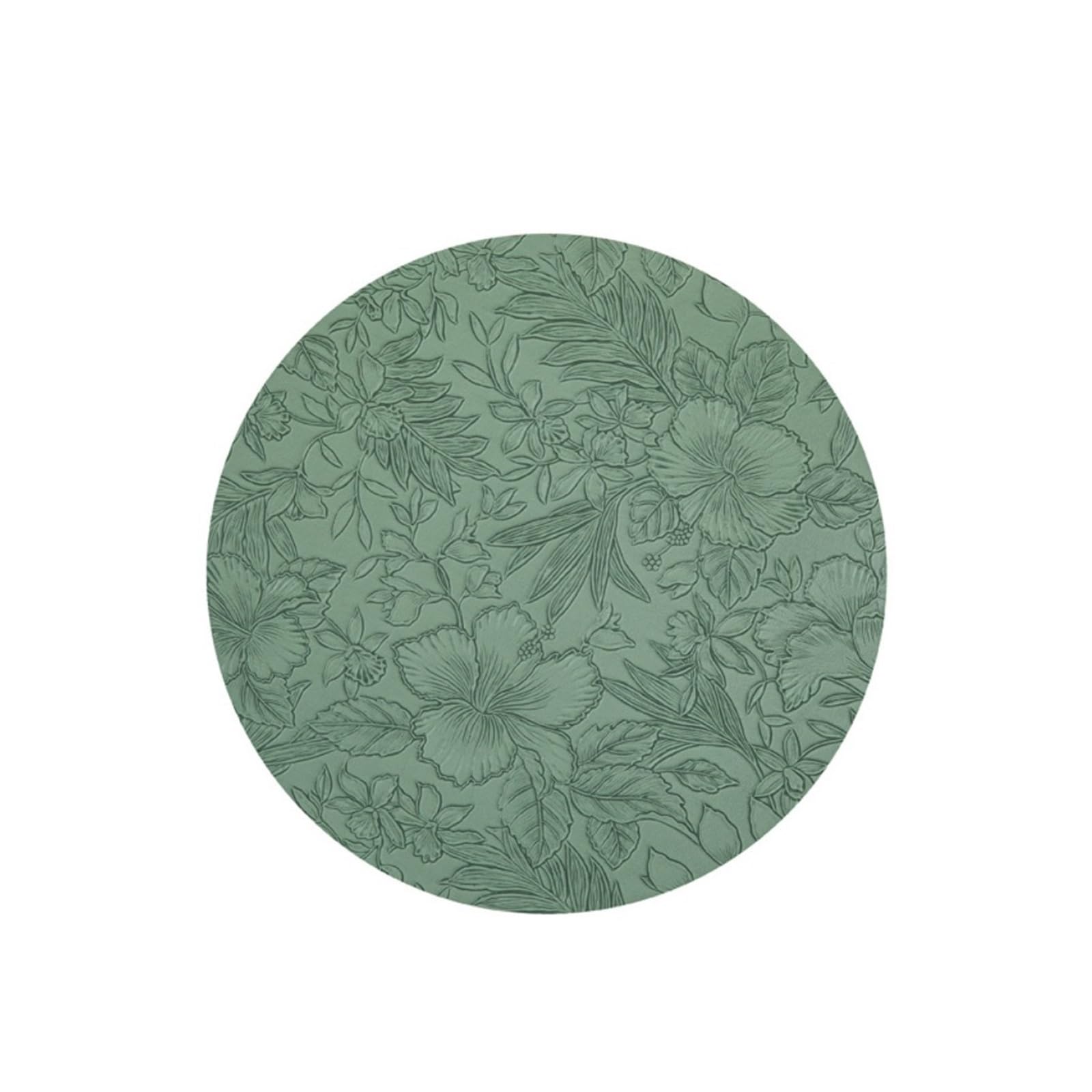 Napperons ronds en cuir PU pour repas en famille et tapis de table vert de cuisine