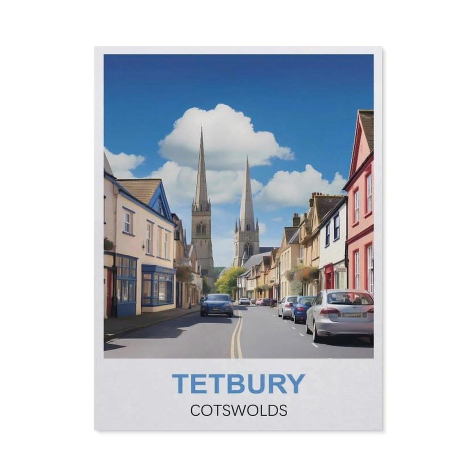Vintage Wall Decor Metal Poster Plaque，Tetbury Cotswolds(15x30cm）