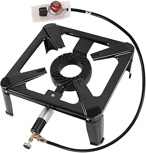 YIKBIK Propane Burner 100,000 BTU, Heavy Duty Burner Propane Stove with 20PSI Regulator, Outdoor Stove Gas Cooker for Camping , Backyard BBQ, Home Brewing