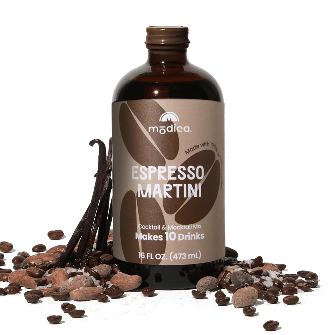 Modica Espresso Martini - Premium Non-Alcoholic Cocktail & Mocktail Mixer (10 Servings) Created by Award-Winning Mixologist