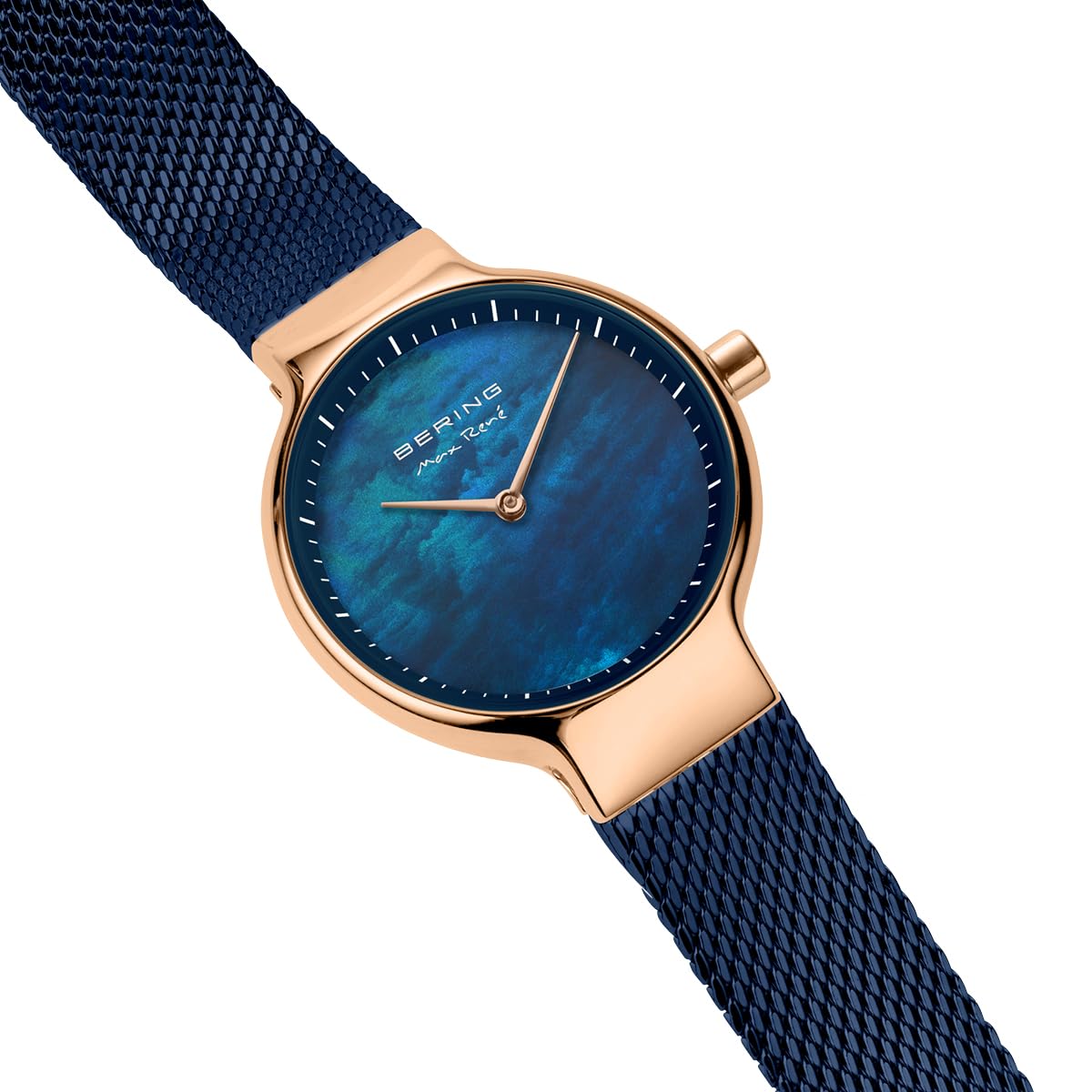 Bering Damen Quarz Uhr | Armbanduhr 27 mm Edelstahlgehäuse und Perlmutt Zifferblatt | Milanaisearmband | Saphierglas | 5 ATM | 15527