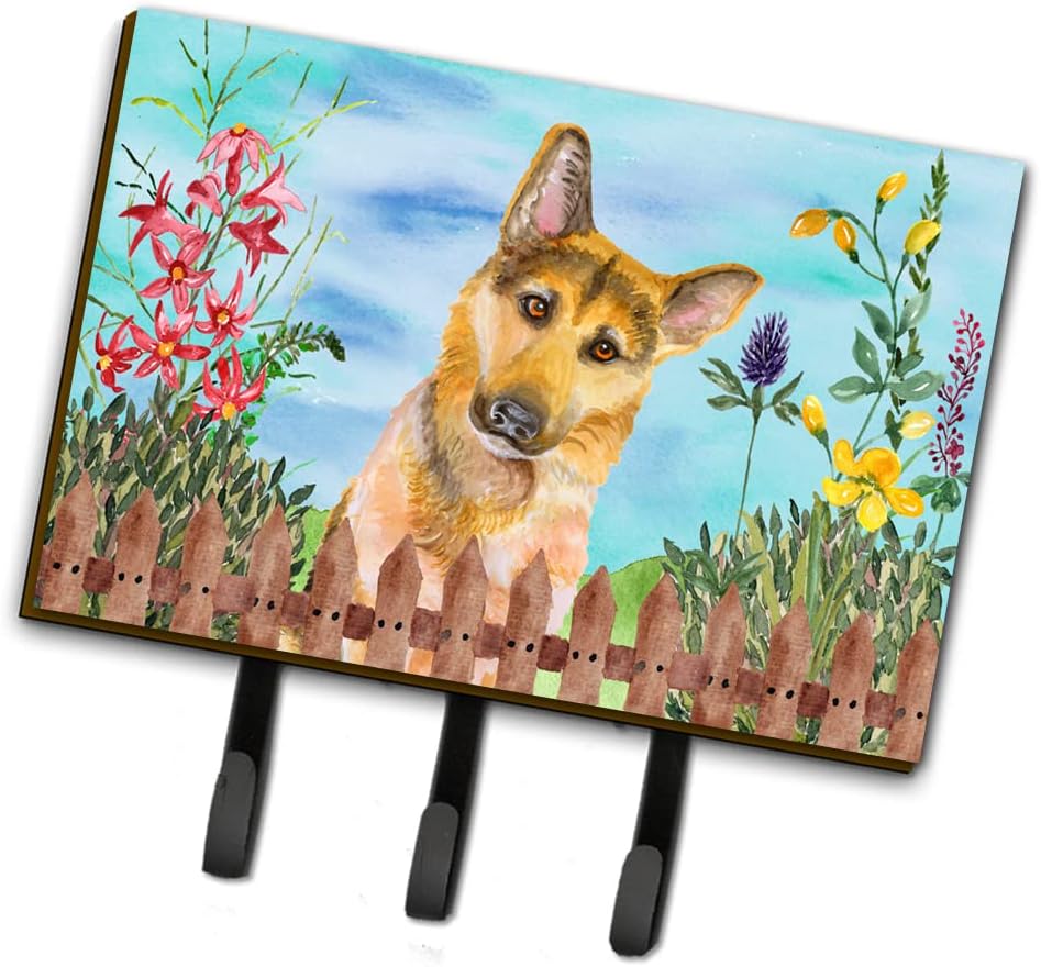 Caroline's Treasures CK1273TH68 German Shepherd #2 Spring Leash or Key Holder, Wall Hooks, Key Hooks Holder, Coat Rack Wall Mount, Coat Hooks, Hooks for Hanging Keys, Towels, Aprons, Leashes,