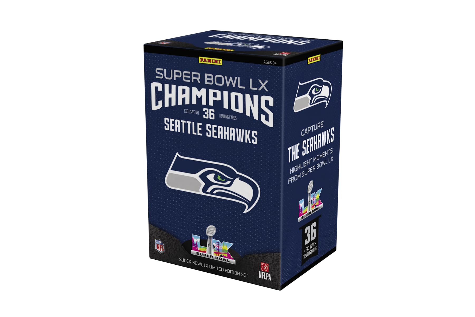 Panini Super Bowl LX Champions Seattle Seahawks Sammelkarten Set, 36 Karten, Limited Edition, NFL Lizenziert