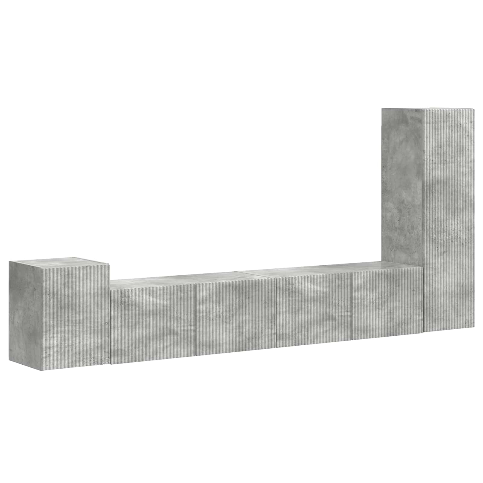 TV-Schrankset Wandmontiert 3-teilig, Beton Grau Holzwerkstoff, Modernes Media Center für Wohnzimmer, Elegantes Entertainment-Möbel mit Stauraum