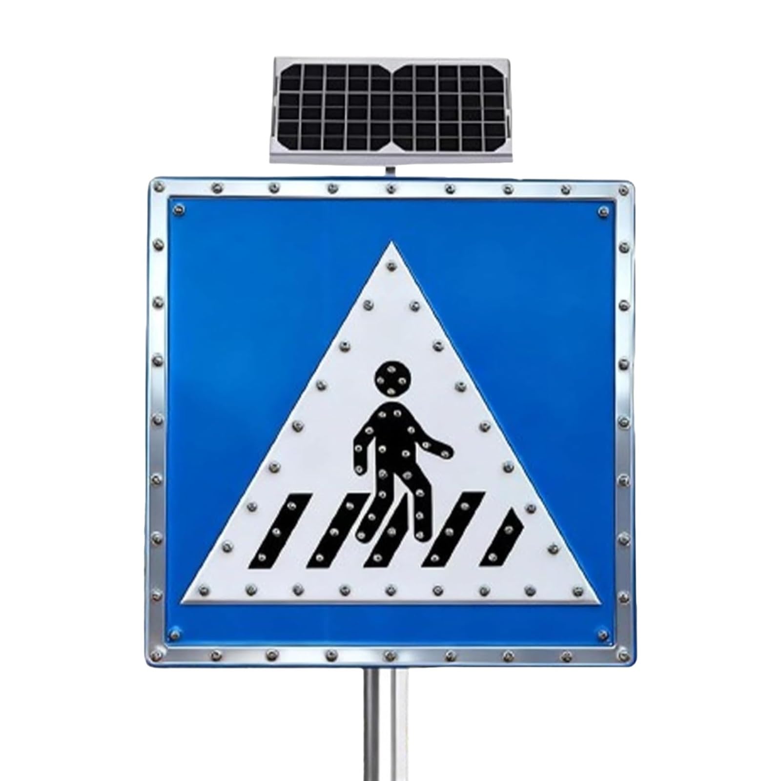 Cartel Solar LED Paso Peatonal Señal De Tráfico Luminoso Intermitente Automático Para Seguridad Vial Escuelas Zonas Residenciales Y áreas Urbanas(32in)