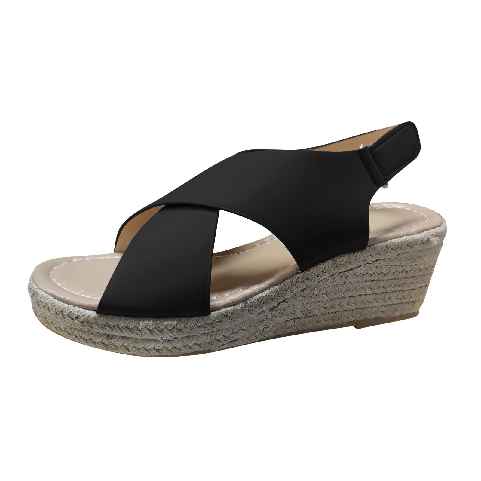 HAOLEI Cuñas Esparto Mujer,Sandalias Mujer Verano Comodas y Elegantes Sandalia de Plataforma con Punta Abierta Ligero Minimalismo Zapatos Romanos Moda Fiesta Chanclas Verano Playa Caminar