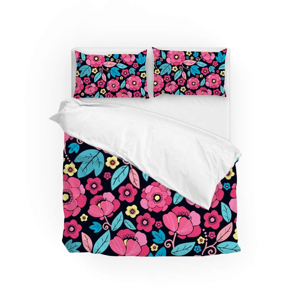 Parure de lit 3 pièces imprimé floral kimono aux finitions soignées