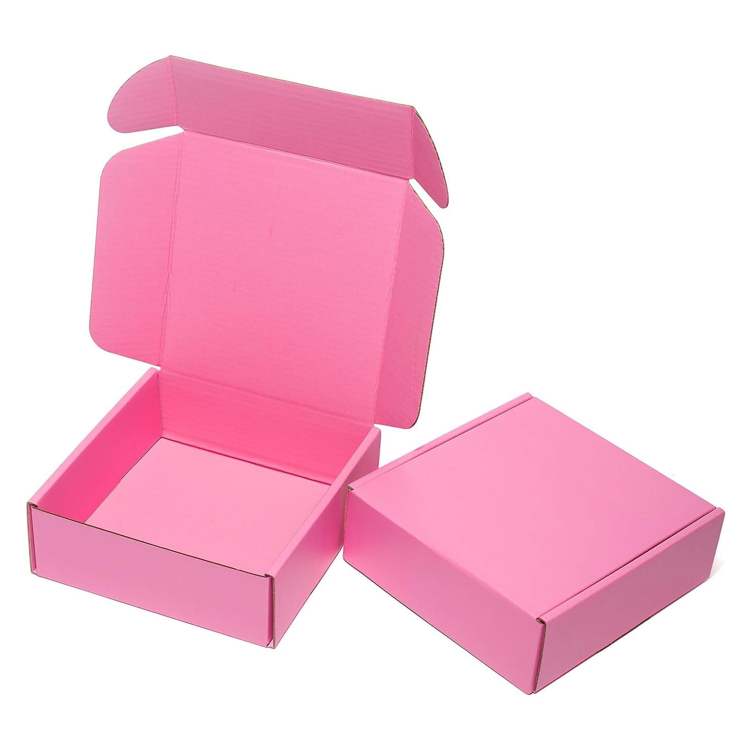 Small Shipping Boxes, 6x6x2 Inches 25 Pack Pink Corrugated Cardboard Mailing Box for Small Business, Cute Tab Locking Literature Mailer for Packing Jewelry Ornament Gift Craft Packaging Supplier