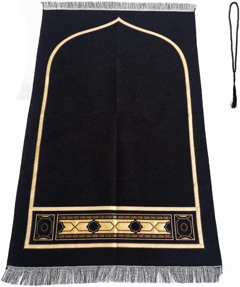 HOOTO Portable Prayer Rug and Prayer Beads Large Thin Lightweight Prayer Mat Carpet for Women and Men