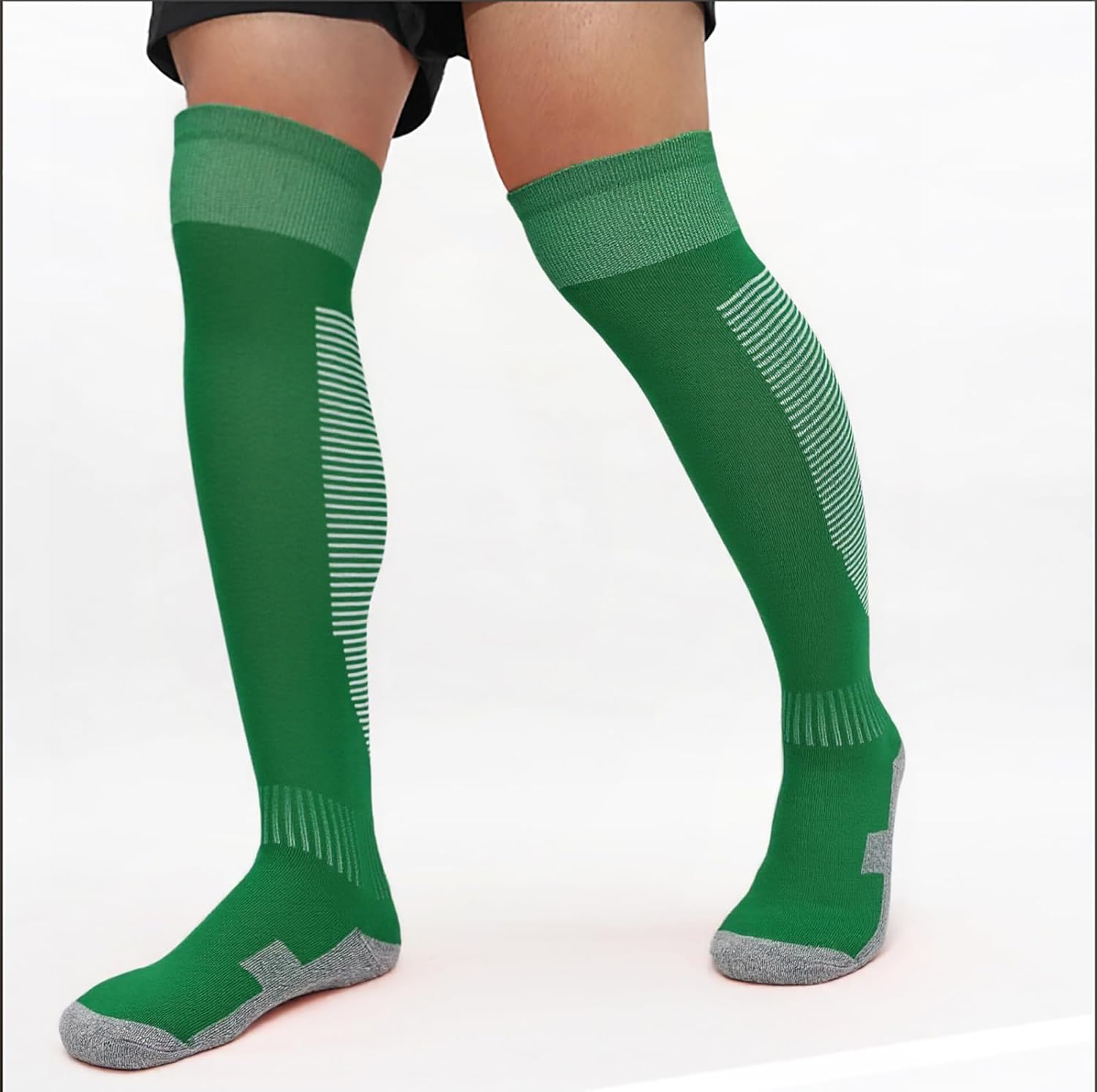 6 Pairs Kids Soccer Socks Stretchy Knee High Tube Football Athletic Team Socks for Boys Girls (4-12 Years Old) - Image 3