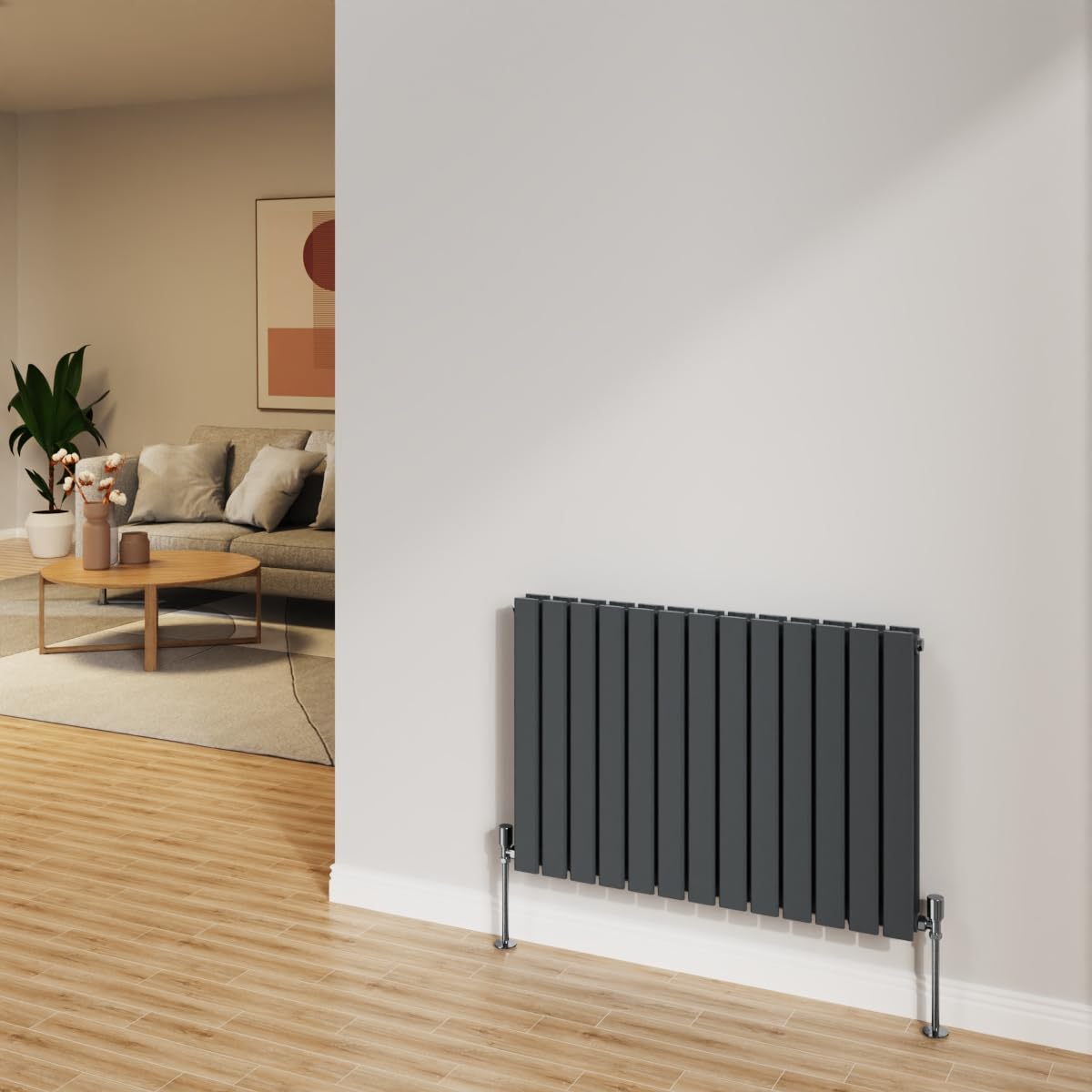 Nrg Anthracite 600X884mm Radiator Horizontal Flat Panel Bathroom Designer Double Rad Central Heating