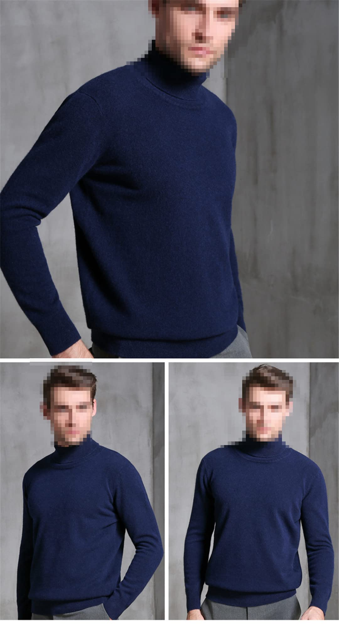 Hamthuit Uomini Cashmere Cotone Misto Dolcevita Uomo Maglione Autunno Inverno Uomini Maglione Caldo, Grigio scuro9, XL