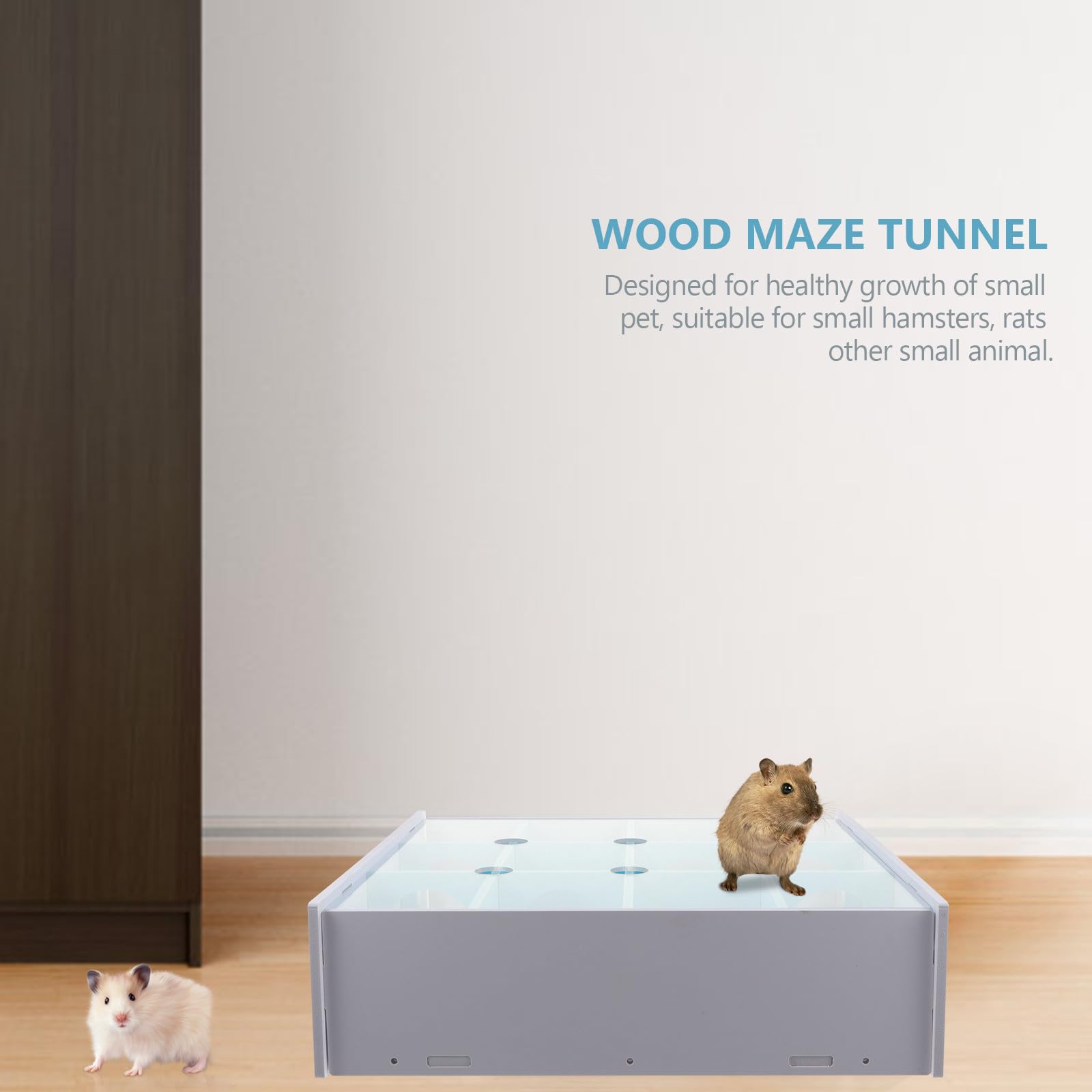 UKCOCO Laberinto de Ratones y Túnel de Laberinto para Mascotas de Madera Azul, Juguete para Hámster Que Proporciona Ejercicio Divertido y Mantiene la Agilidad