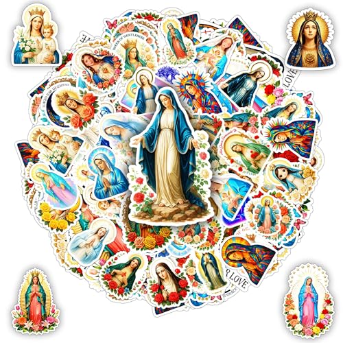 BETANAS 100 PCS Virgin Mary Stickers Pack Catholic Blessed Mother Decals