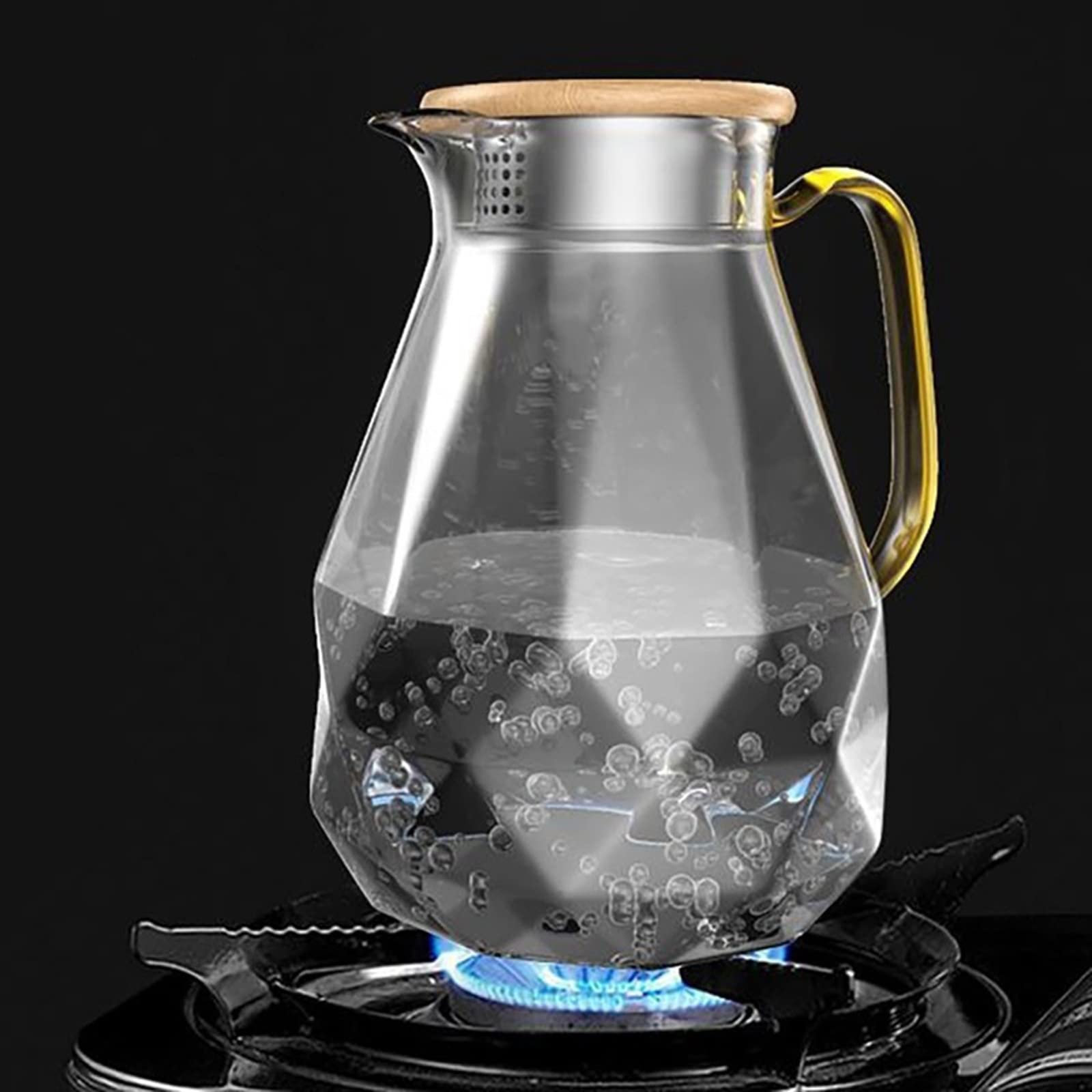 Karaffen Wasser Pigther Hitzebeständige Glaskaraffe mit Deckel mit 4 Tassen Wasserkanne in moderner Diamantdesigndekoration for das Wohnzimmer Wasserkaraffe