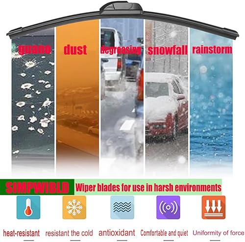 Miniatura 5 de SIMPWIBLD Limpiaparabrisas delantero de alta calidad para todas las estaciones, duradero, estable y silencioso, calidad de equipo original, con