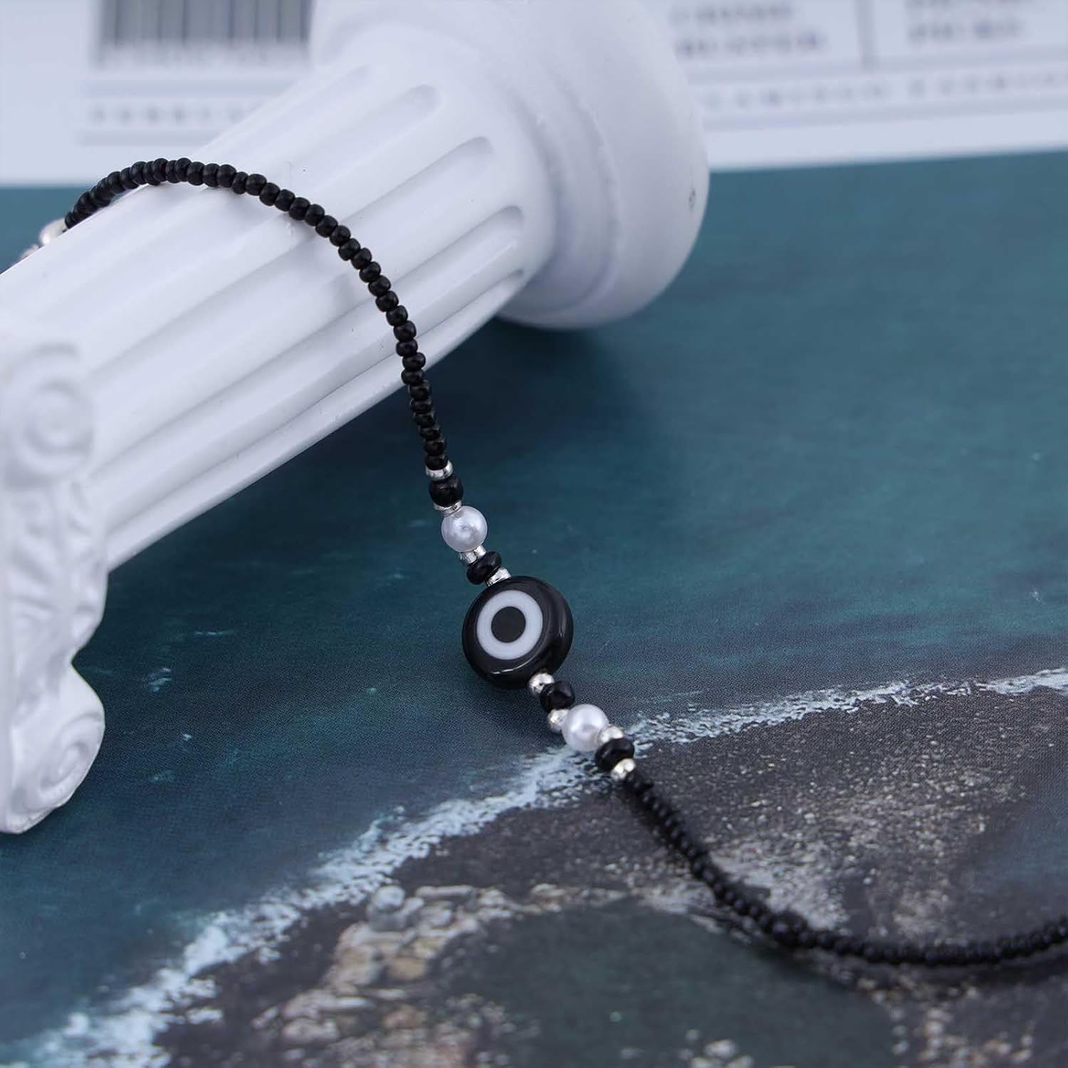 Vintage Evil Eye Bracelet Black Seed Bead Bracelet Rice Bead Hand Chain Devil Eye Chain Bracelet Jewelry for Women - Image 5