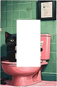 Decorative Outlet Covers Funny Black Cat Newspaper Pink Toilet 1 Gang Single Decora Gfci Device Light Switch Covers Plate 1 Rocker Wall Plate Jumbo Faceplate