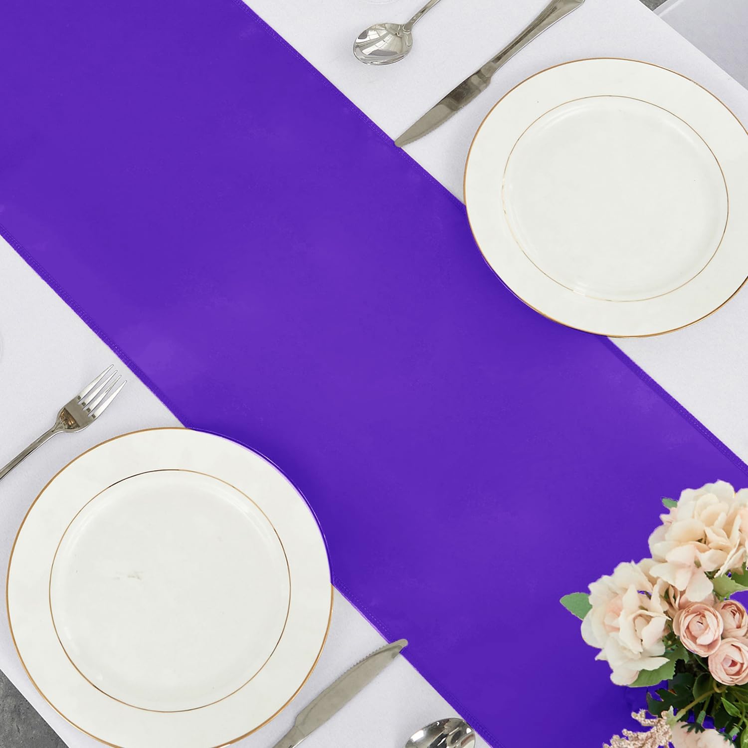 20 Pack Satin Table Runner 12 x 108 Inch Long,Satin Silk Table Runner for Wedding,Birthday Party and Banquet Decoration,Purple
