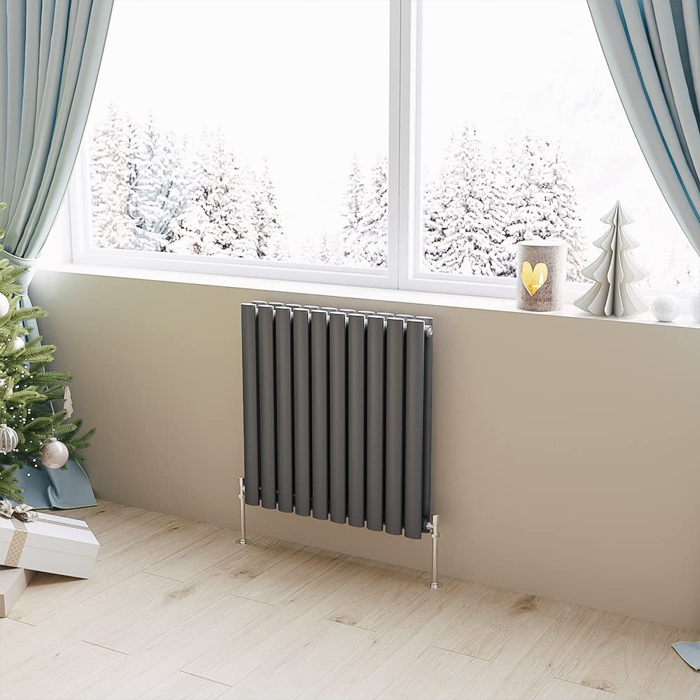 Horizontal Radiator Oval Column Designer Central Heating Rad 600x590mm Double Anthracite