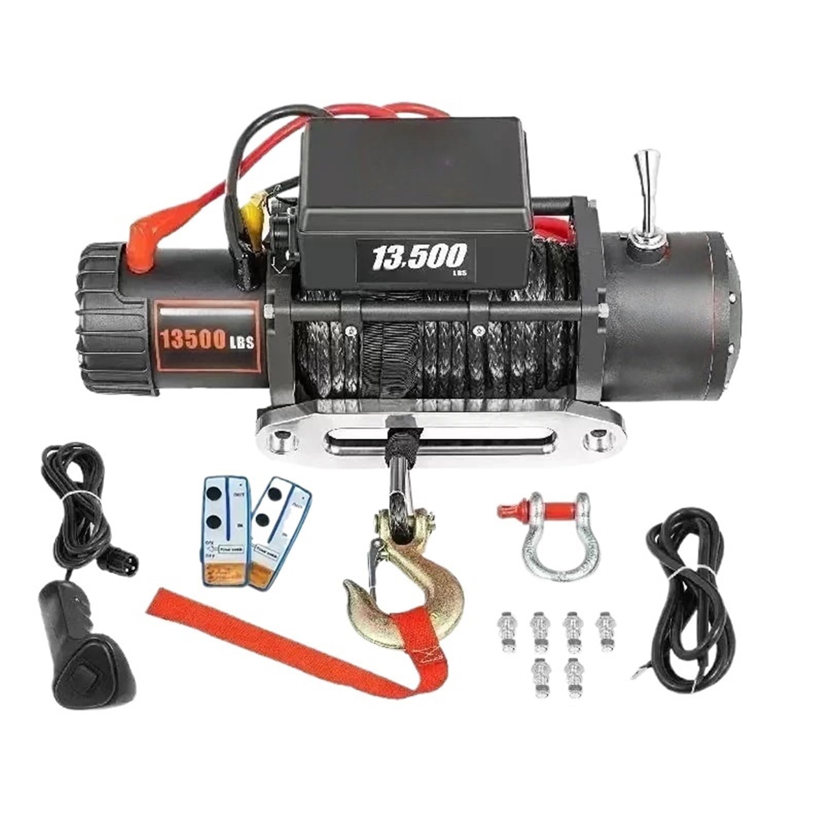 Argano elettrico Paranco Di Sollevamento Sintetico Con Fune Da Traino Per Argano Elettrico 13500 LBS 12V 24M/92FT