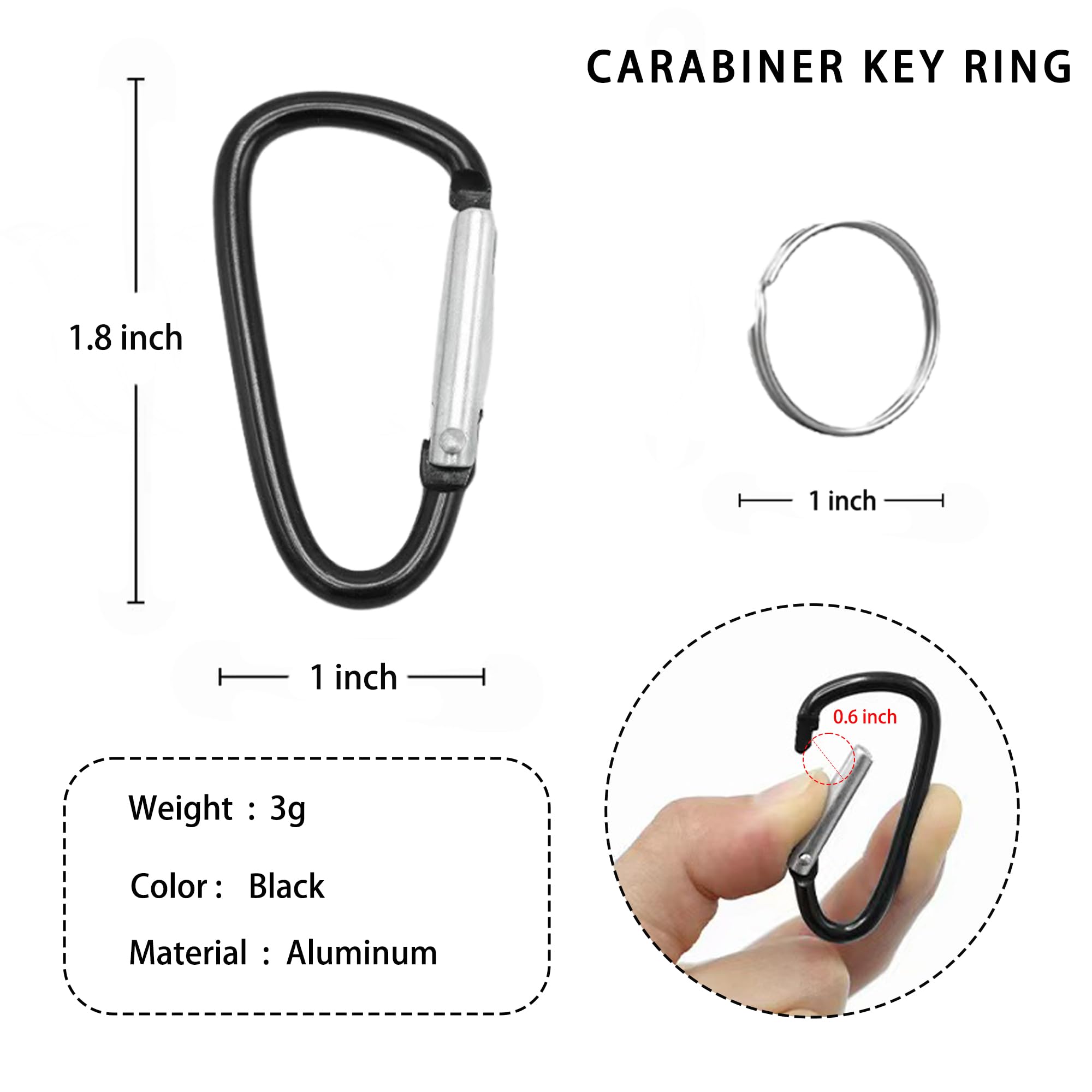 FLONSA Aluminum Carabiners - 20 Pack of 1.8