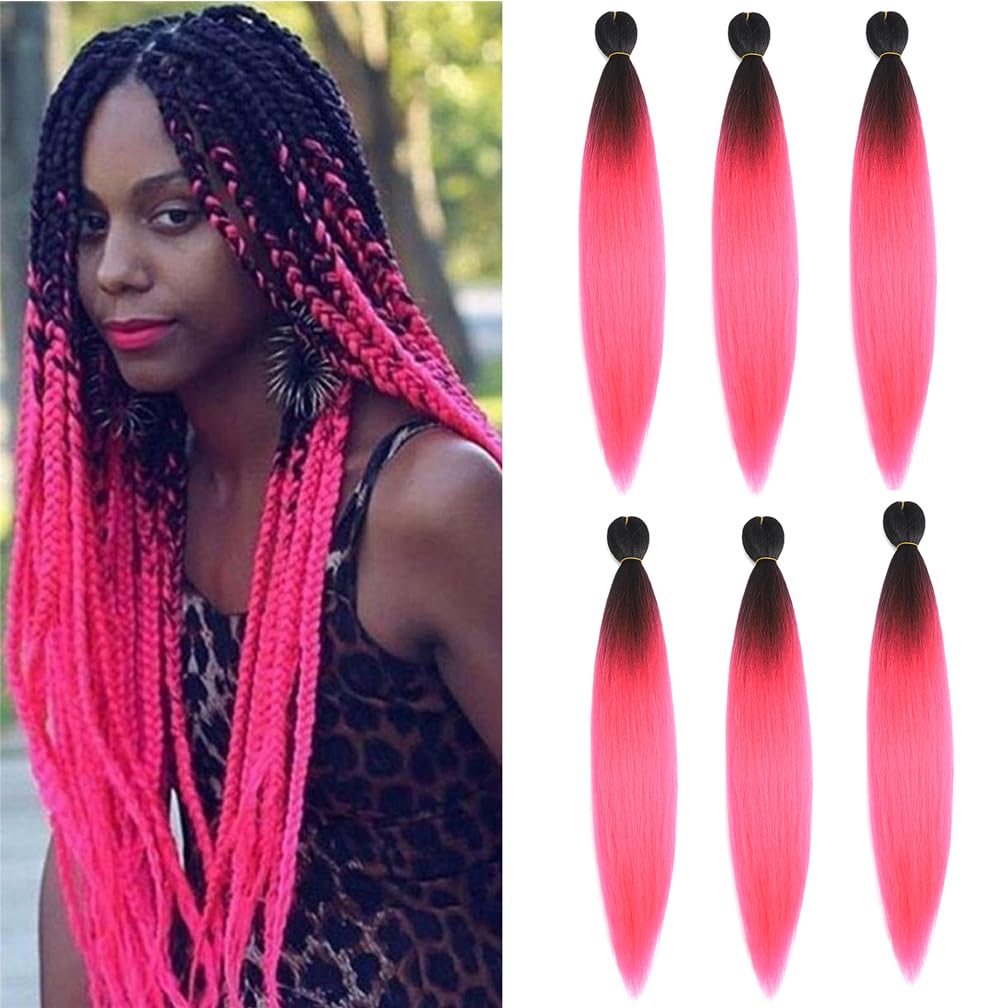 Pre-Stretched Braiding Hair Extensions High Temperature Braids Hair 28 Inch Ombre Black to Dark Blue(B20-6Packs)