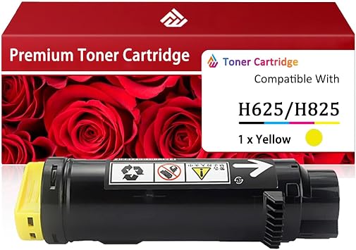 H625 H825 Toner Cartridge Compatible for Dell H625 H825 593-BBOZ Yellow Toner Cartridges Work for Dell H625cdw H825cdw S2825cdn S2825 Printers