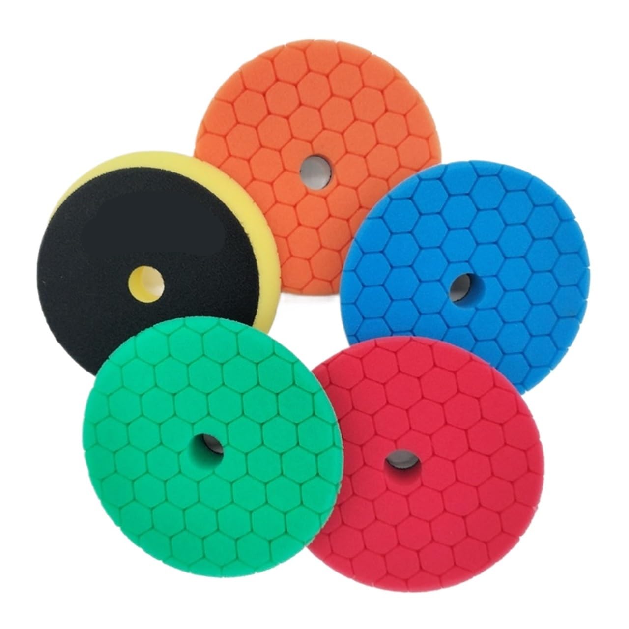 Esponja Pulido para Coche Almohadillas de pulido for coche, esponja espuma 3/5/6 pulgadas, juego almohadillas for pulir herramientas(Yellow x 5pcs,5Inch (125mm))