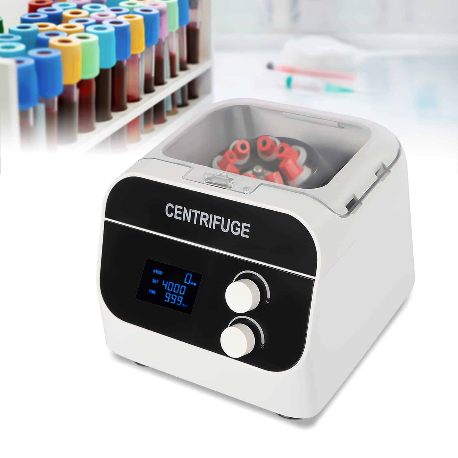 ACLICE Laborzentrifuge 8 X 20ml, 4000 U/Min Mit LCD Display & Timer 0-999min, Tischzentrifuge Für 5/7/10ml Röhrchen, Leise ≤35dB, Für PRP Blut Lipofilling, Weiß