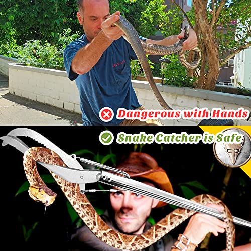 Image of HOMEYA 47 Inch Extra Heavy Duty Snake Tongs, Standard Reptile Snake Grabber Tool, Professional Rattle Snake Catcher Tool Wide Jaw Handling Tool with Lock, Non-Slip Grip Handle