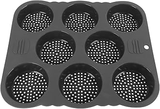 Silicone Hamburger Pan, 8 Cavity Reusable Non-Stick Molds, Foldable Household Bread Maker for Buns, Dishwasher