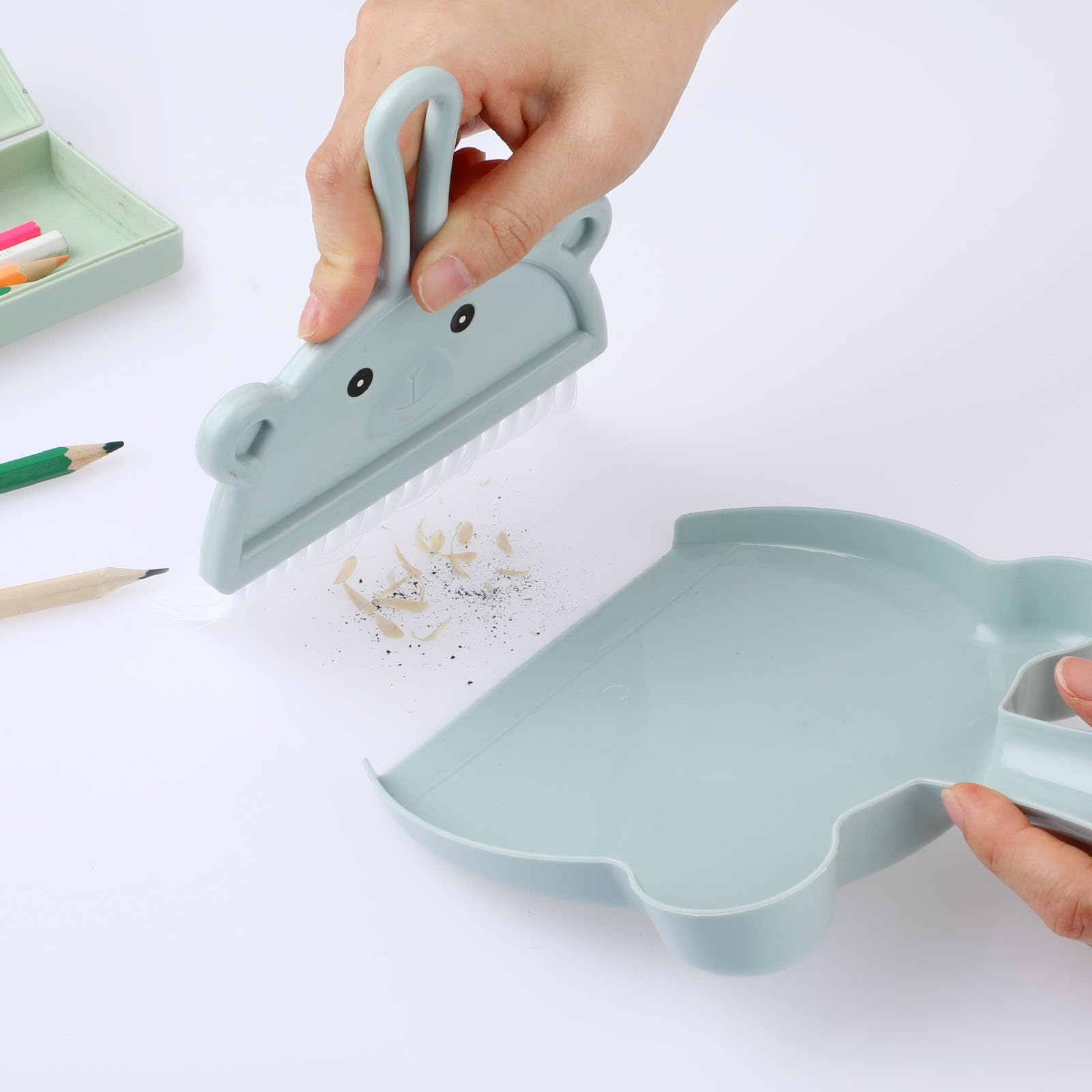 Amabro Mini Kehrschaufel und Bürsten Set, Handkehrset Besen und Kehrschaufel Set Handfeger Tischbesen Mit Schaufel Kleines Besen und Kehrschaufel Reinigungsset（Blau）